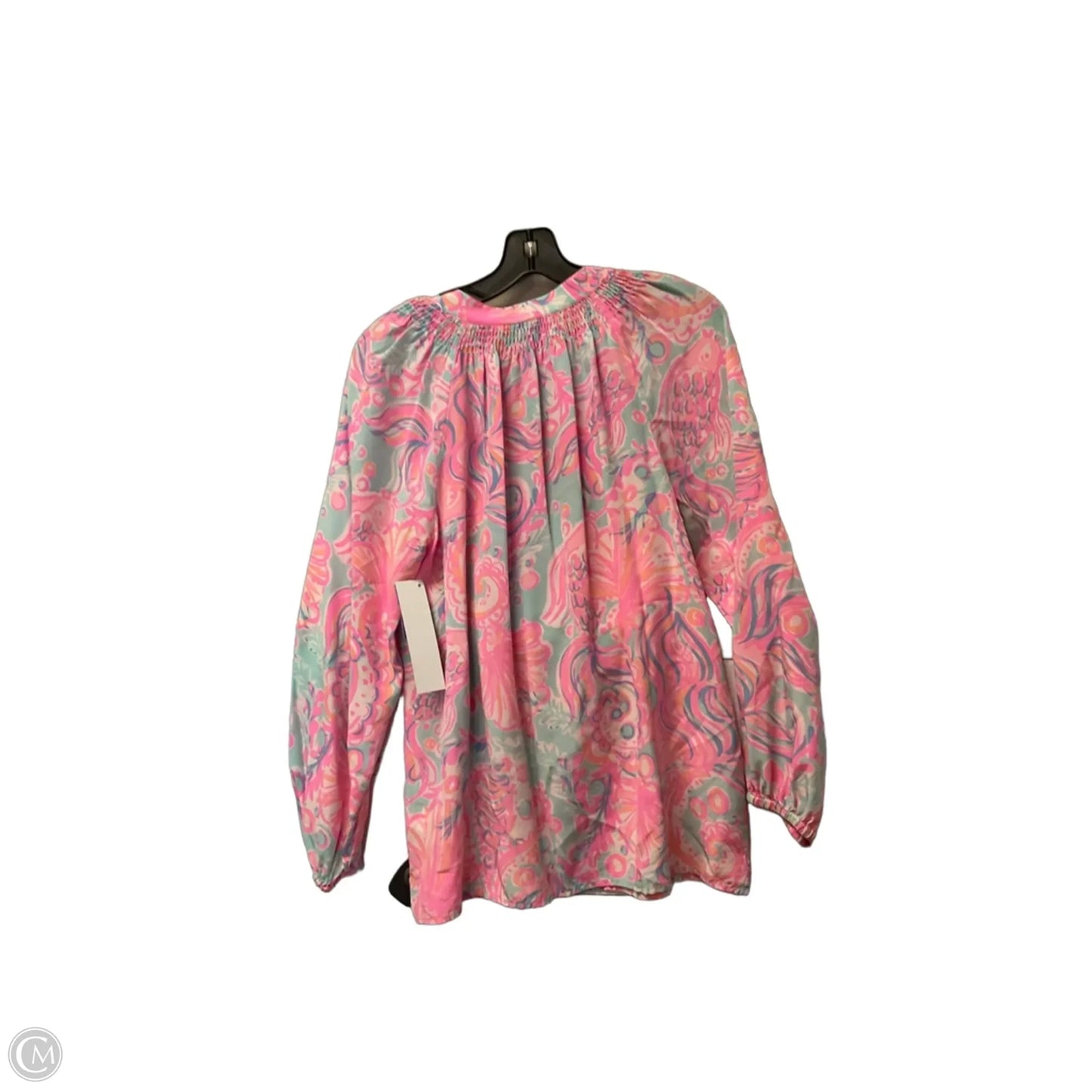 Top Long Sleeve Designer By Lilly Pulitzer In Blue & Pink, Size: L