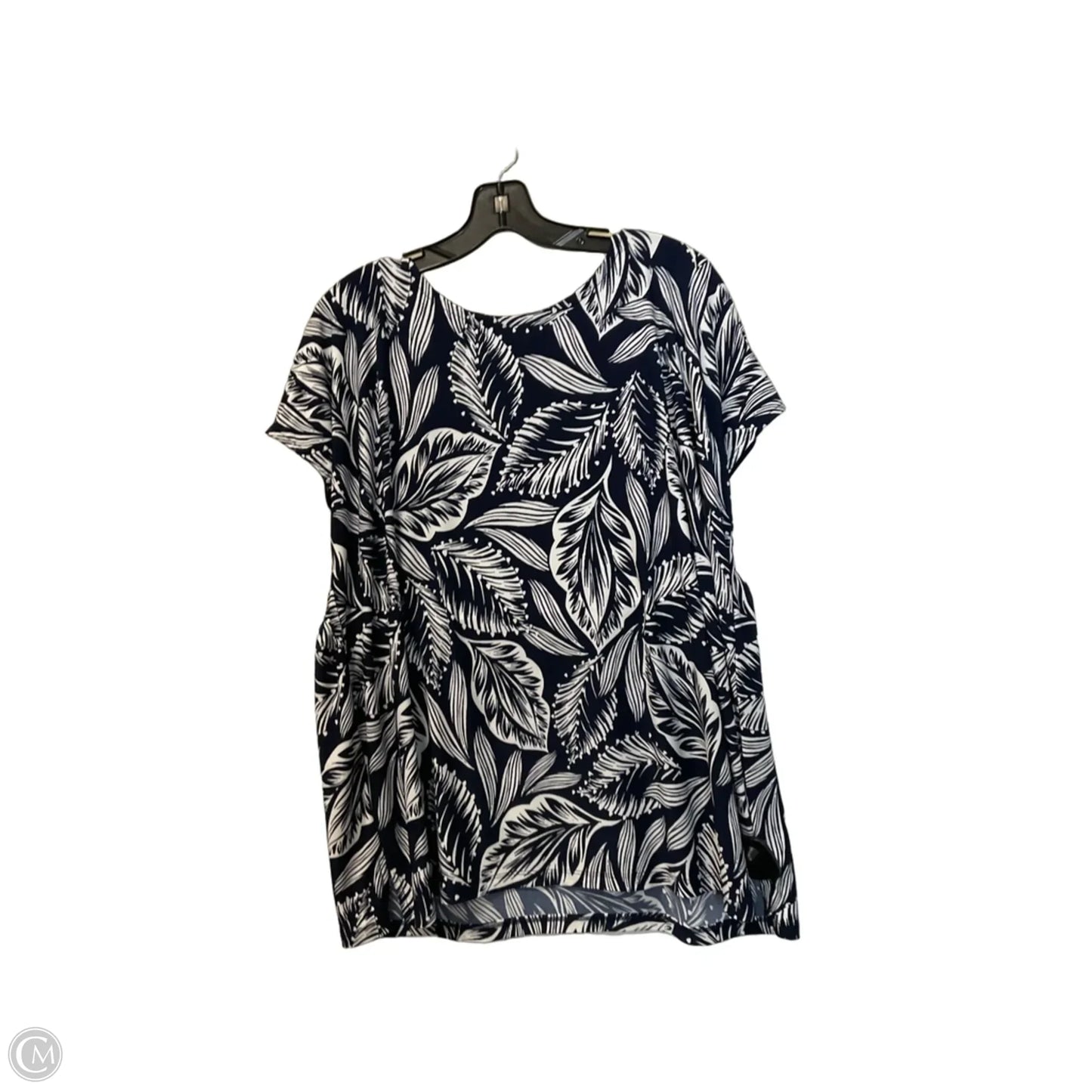 Top Short Sleeve By Anne Klein In Blue & White, Size: Xl