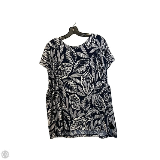 Top Short Sleeve By Anne Klein In Blue & White, Size: Xl