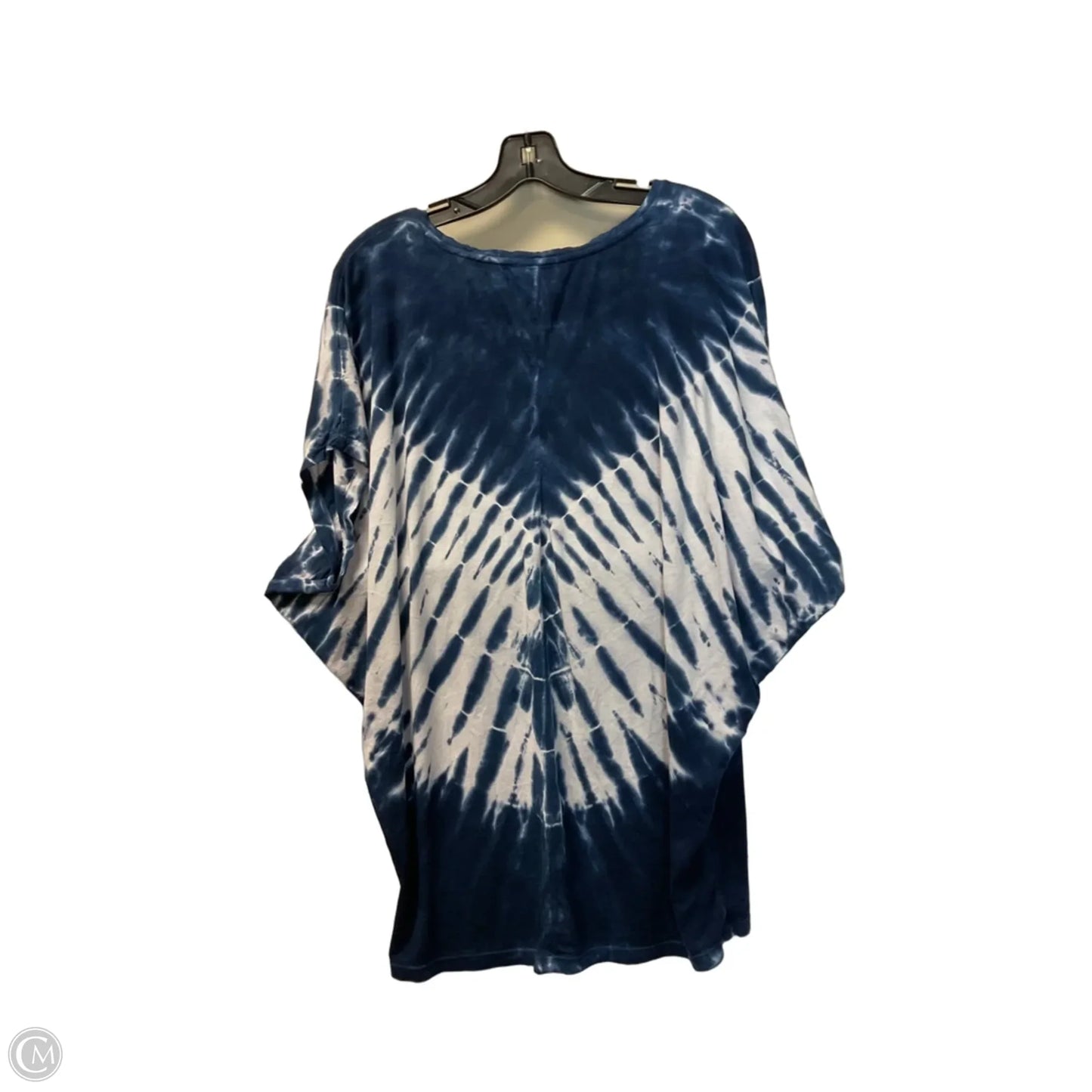 Top Short Sleeve By Wonderly In Blue & White, Size: L