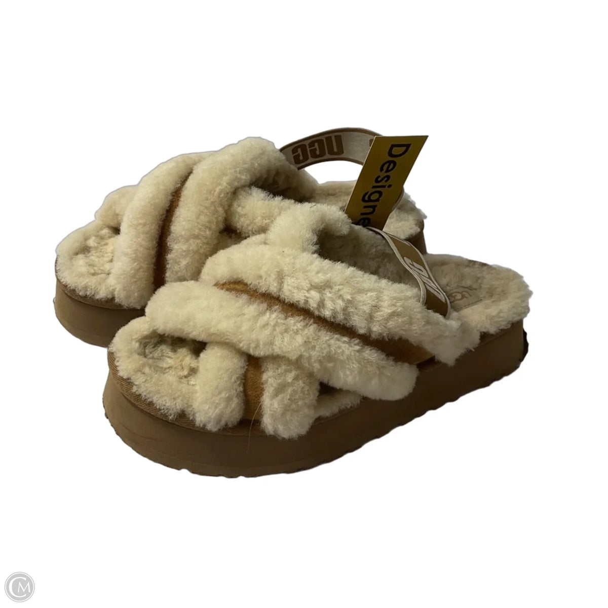 Slippers Designer By Ugg In Cream, Size: 9