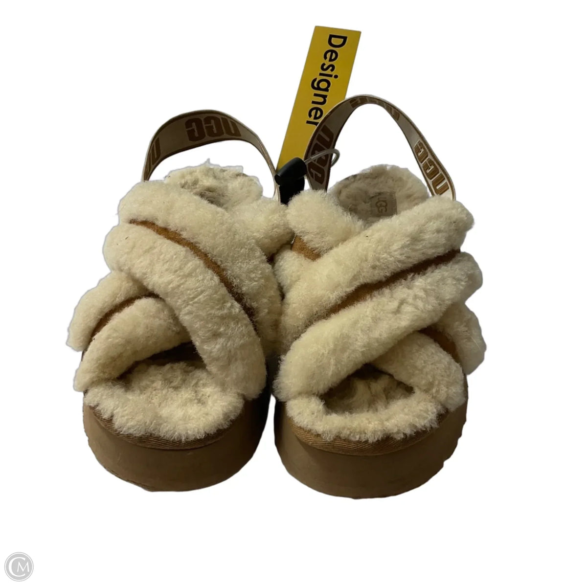Slippers Designer By Ugg In Cream, Size: 9