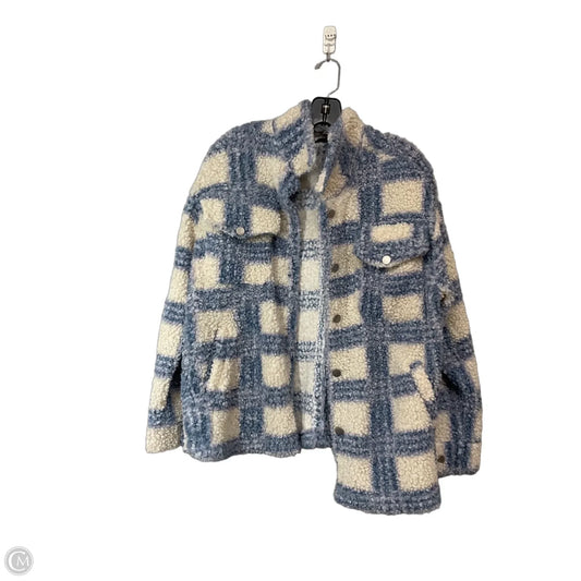Coat Faux Fur & Sherpa By Hyfve In Blue & White, Size: S