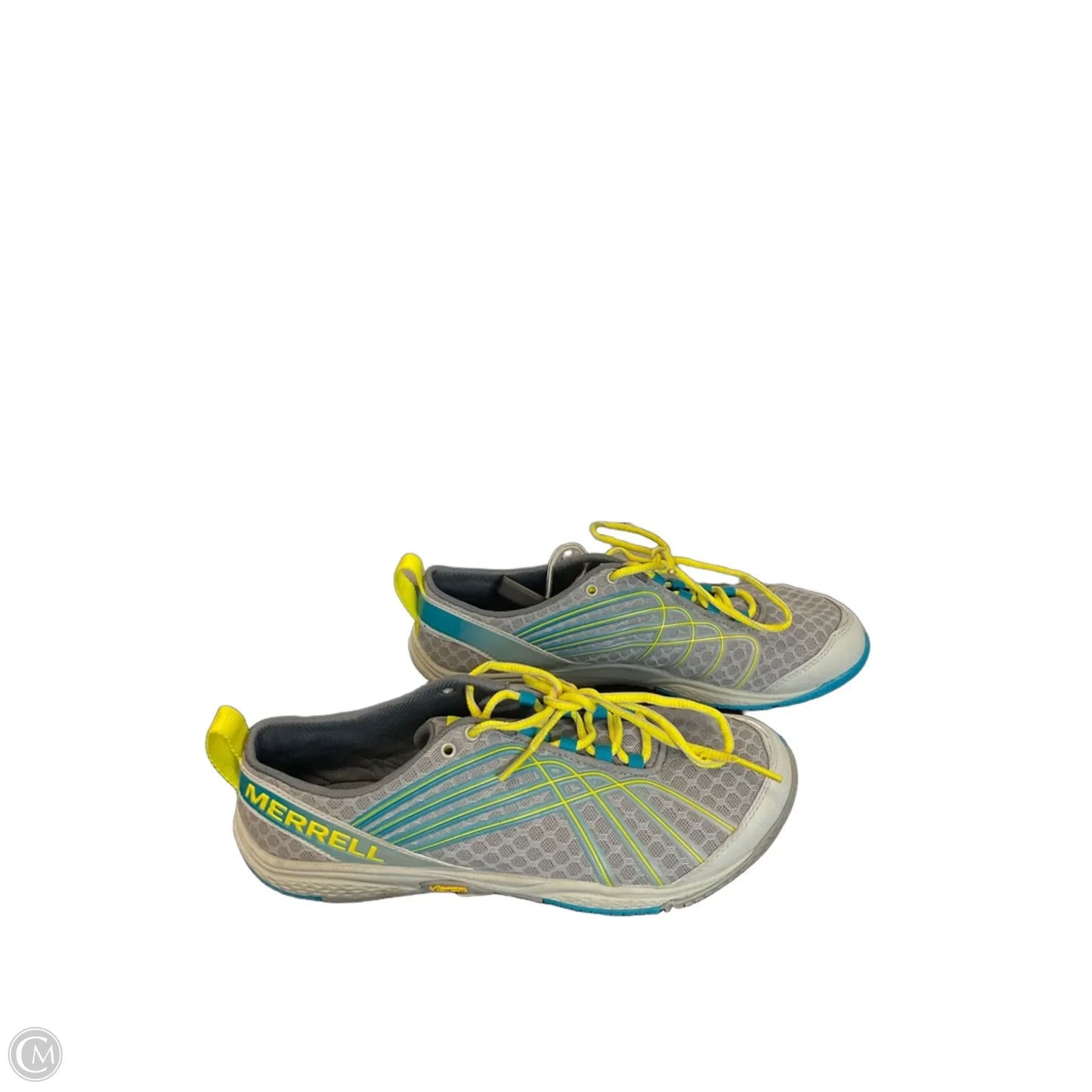Shoes Athletic By Merrell In Grey & Yellow, Size: 9