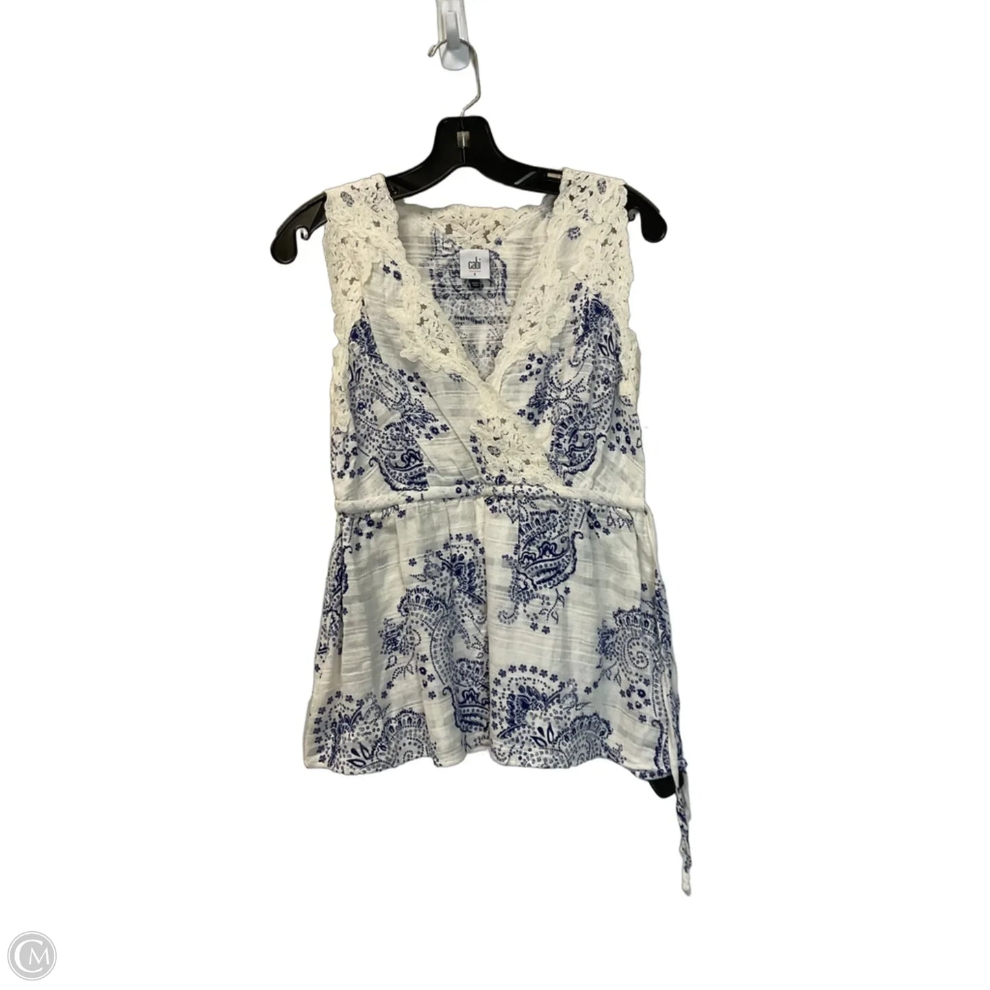 Top Sleeveless By Cabi In Blue & Cream, Size: S