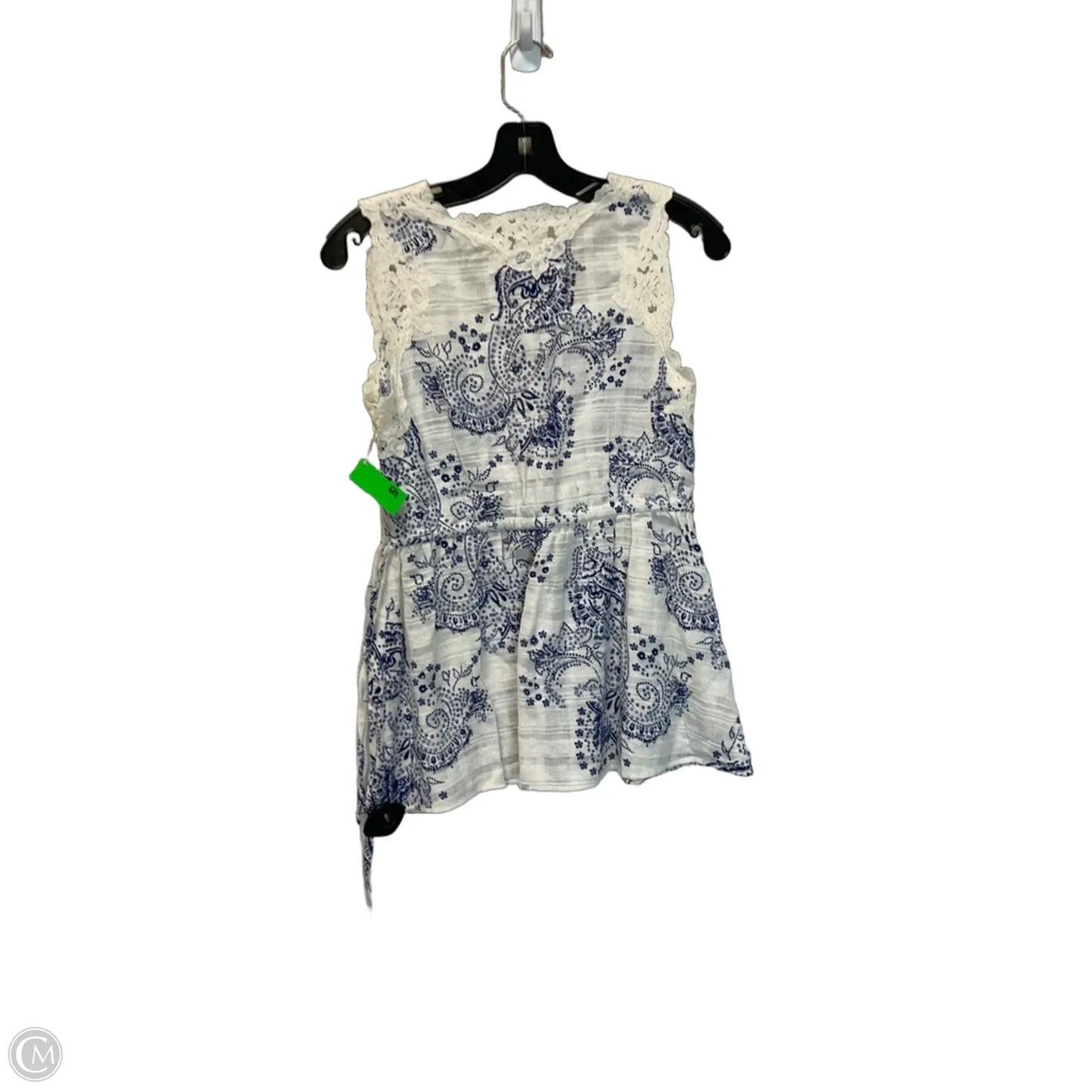 Top Sleeveless By Cabi In Blue & Cream, Size: S