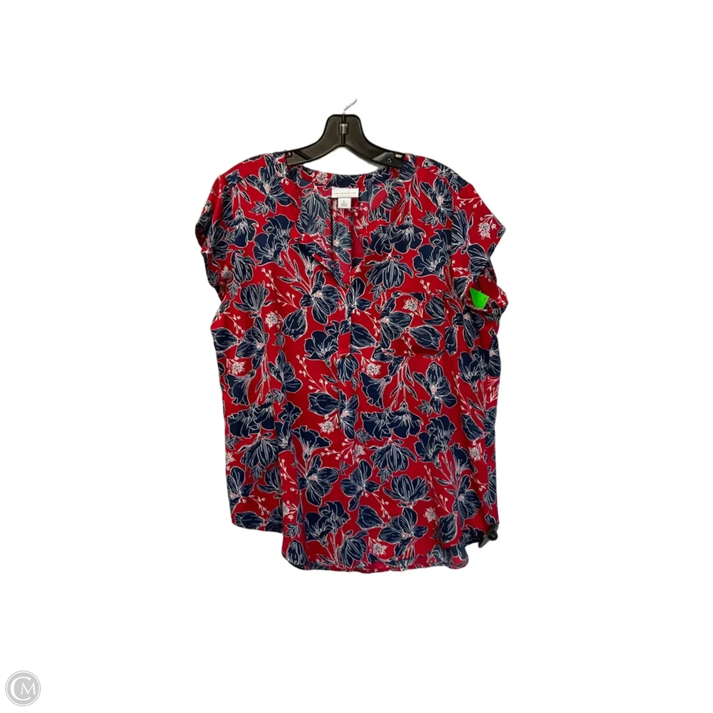 Top Short Sleeve By Liz Claiborne In Red, Size: L