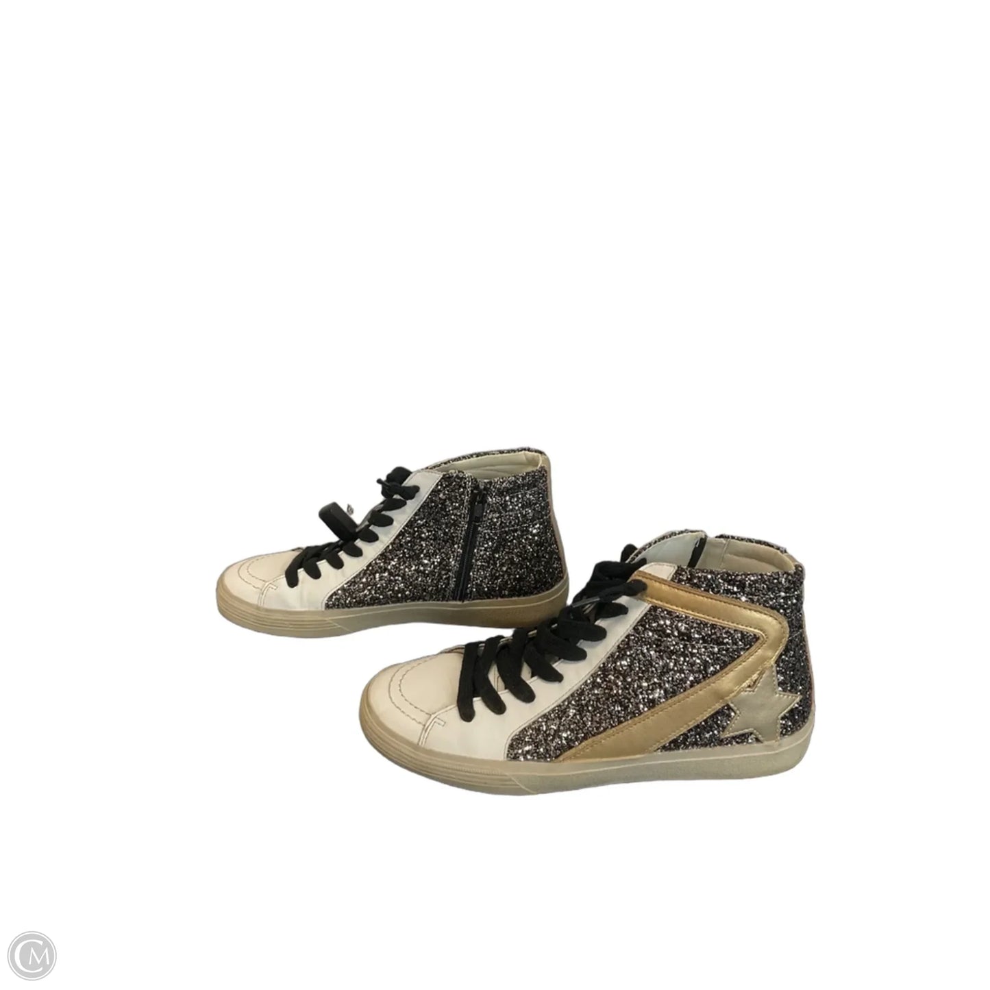 Shoes Sneakers By Shu Shop In Black & Gold, Size: 8.5