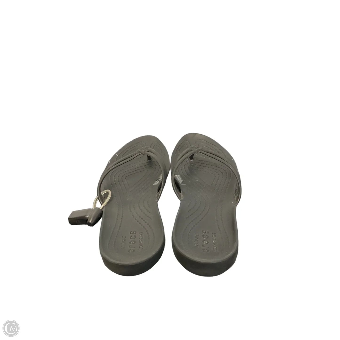 Sandals Flip Flops By Crocs In Black, Size: 8