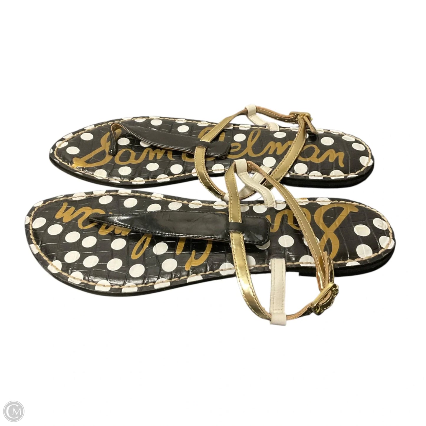 Sandals Flip Flops By Sam Edelman In Black & Gold, Size: 9