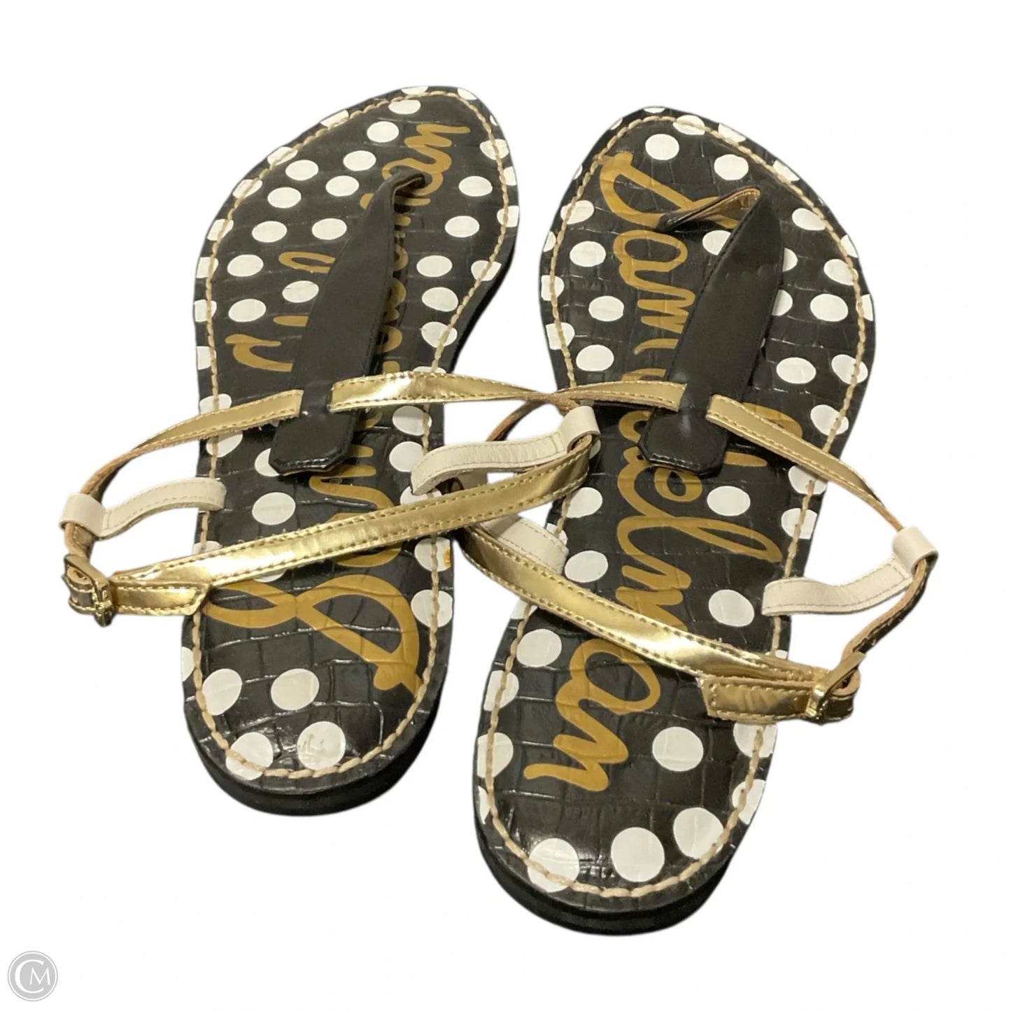Sandals Flip Flops By Sam Edelman In Black & Gold, Size: 9