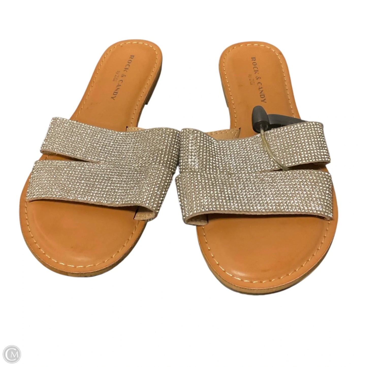 Sandals Flats By Rock And Candy In Silver & Tan, Size: 8