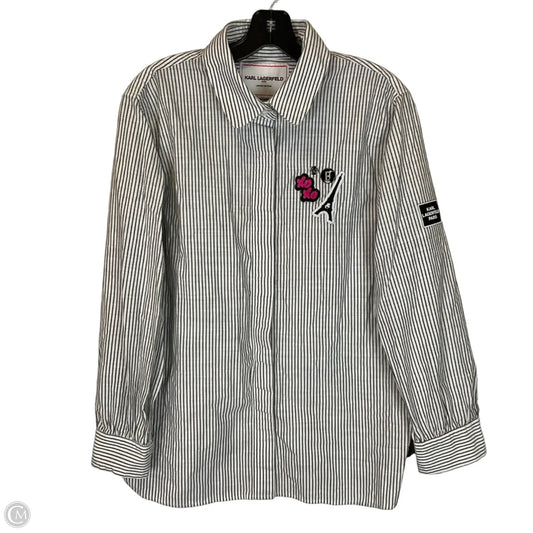 Top Long Sleeve Designer By Karl Lagerfeld In Striped Pattern, Size: S