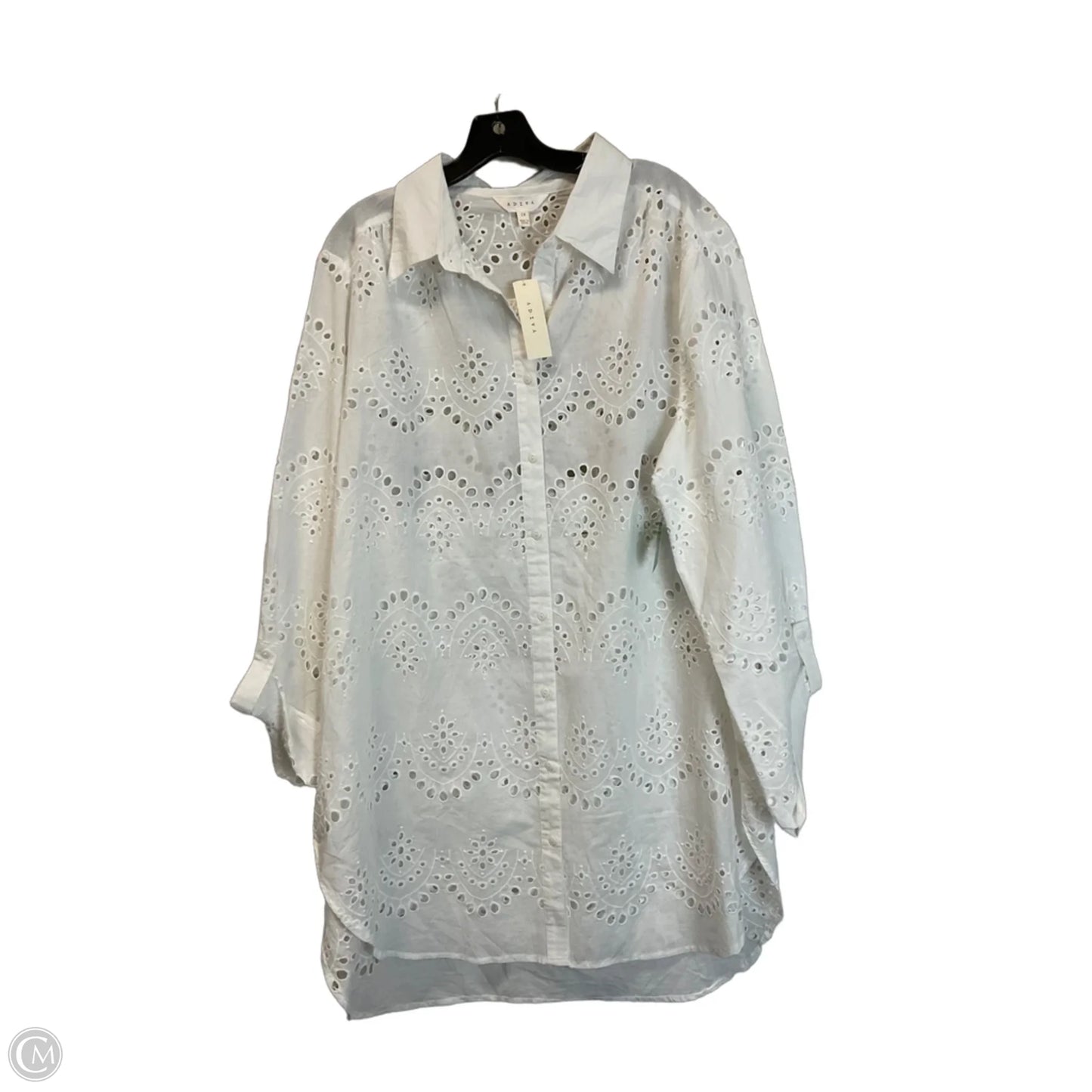 Top Long Sleeve Basic By Adiva In White, Size: 2x