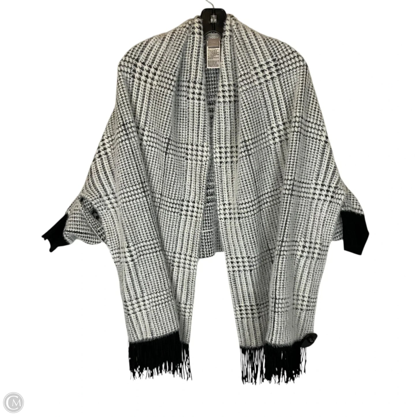 Shawl By Chicos In Black & Grey, Size: S/M