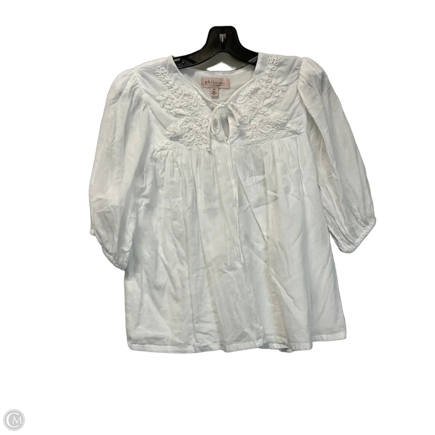 Tunic 3/4 Sleeve By Philosophy In White, Size: S