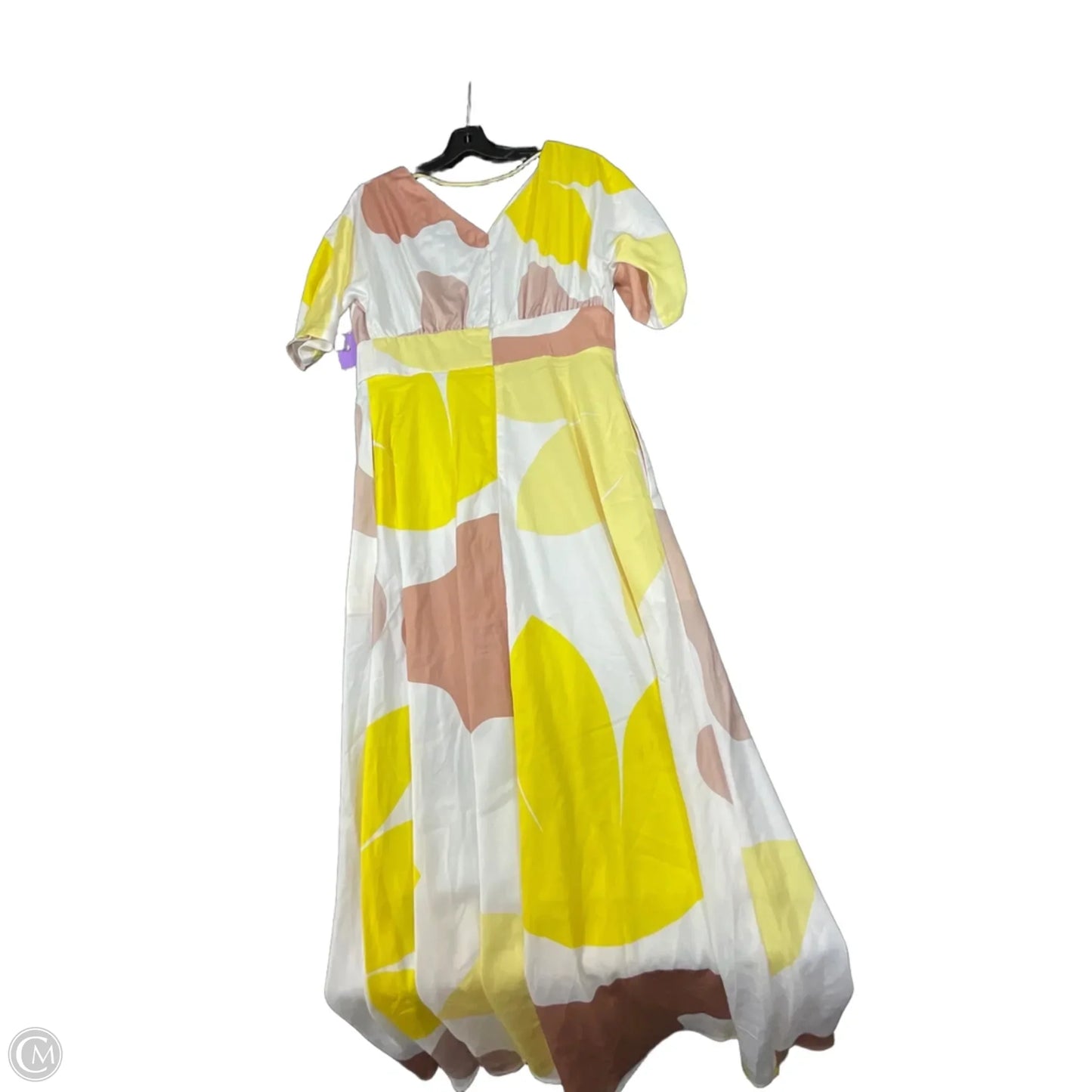 Dress Party Long By Clothes Mentor In White & Yellow, Size: M
