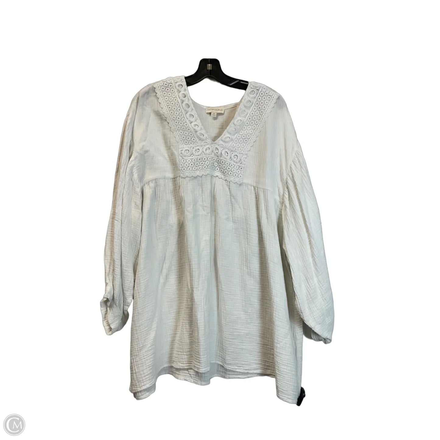 Top Long Sleeve By Cynthia Rowley In White, Size: 2x