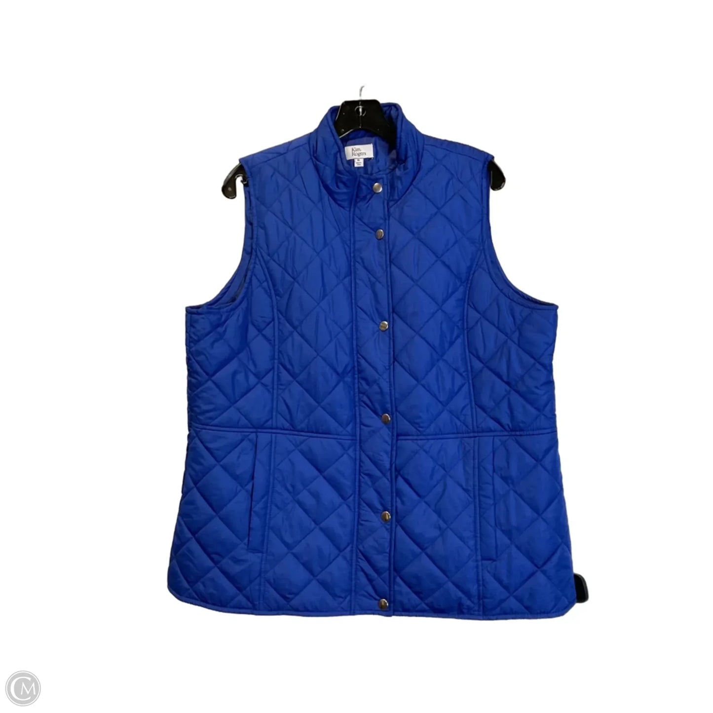 Vest Puffer & Quilted By Kim Rogers In Blue, Size: Xl
