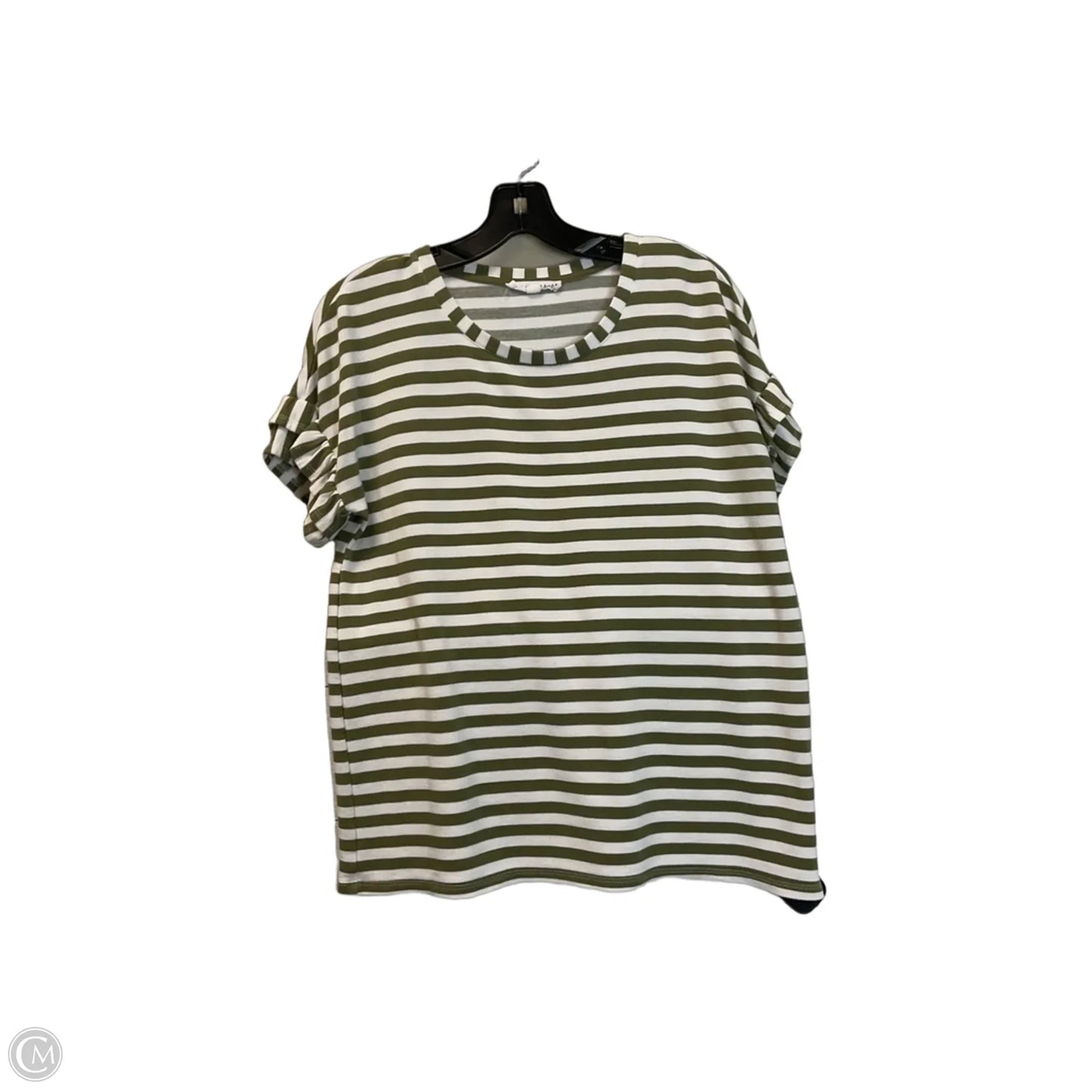 Top Short Sleeve By Jane And Delancey In Green & White, Size: M