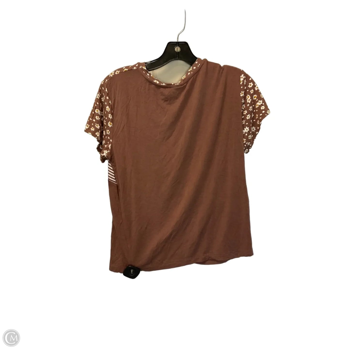 Top Short Sleeve Basic By Belle Du Jour In Brown, Size: S