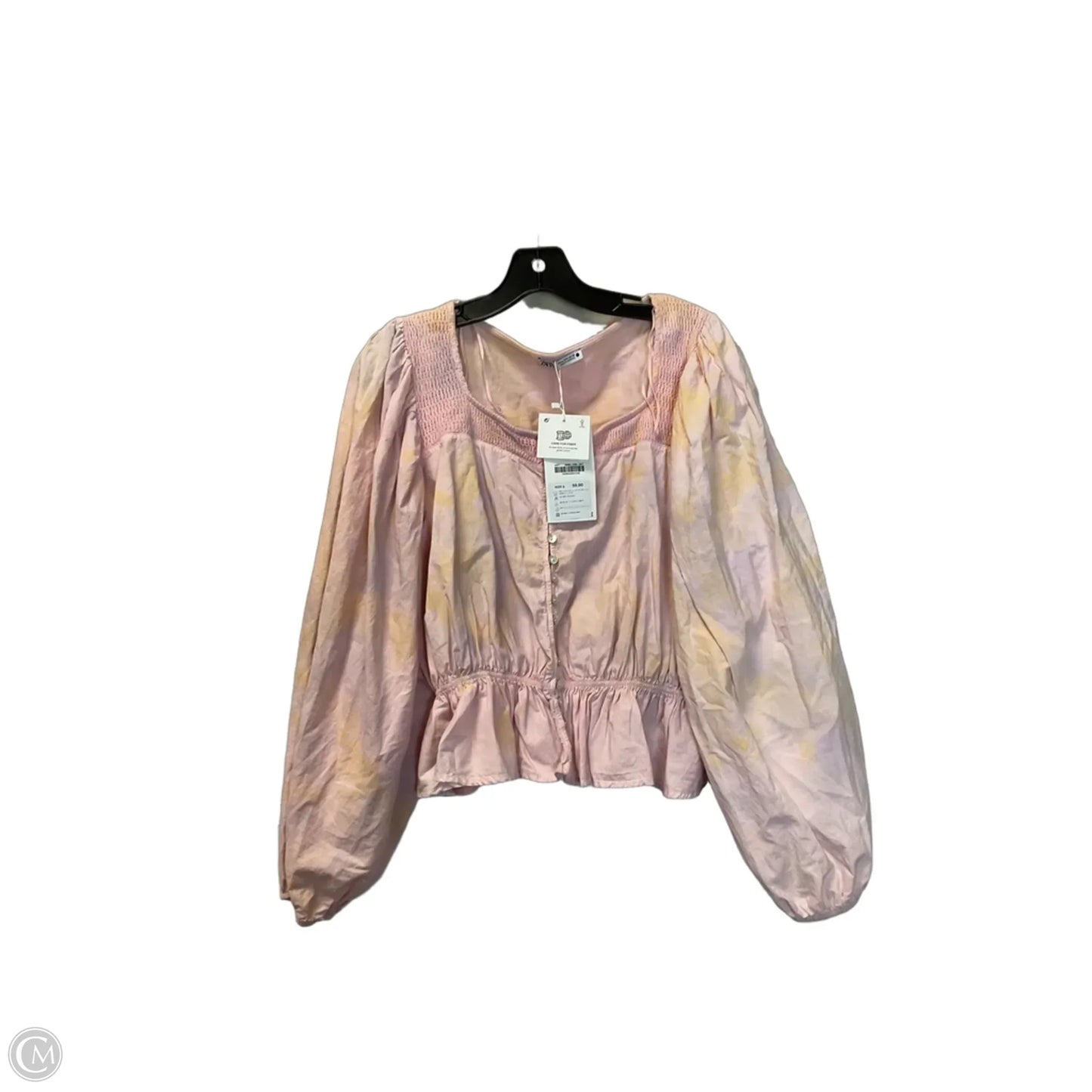 Top Long Sleeve By Zara In Pink, Size: M