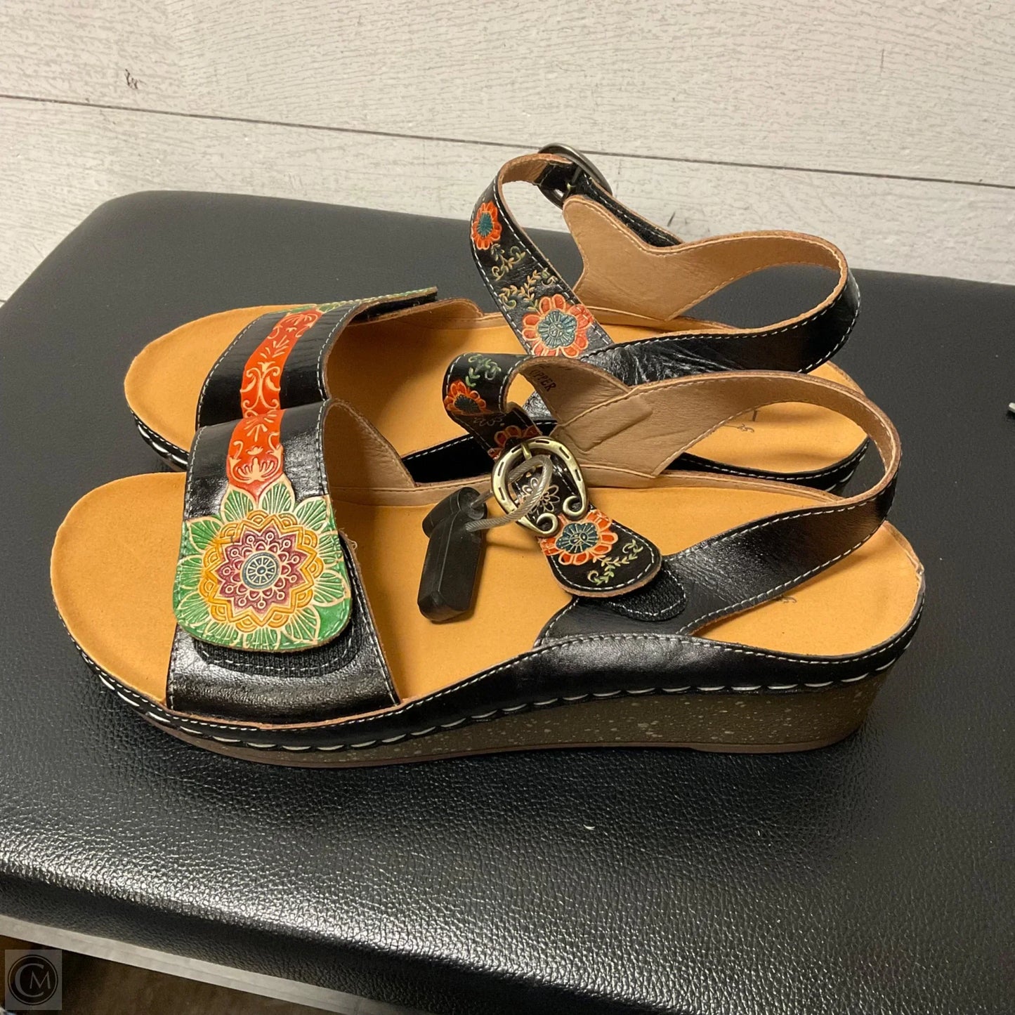 Sandals Heels Wedge By Spring Step In Black, Size: 10