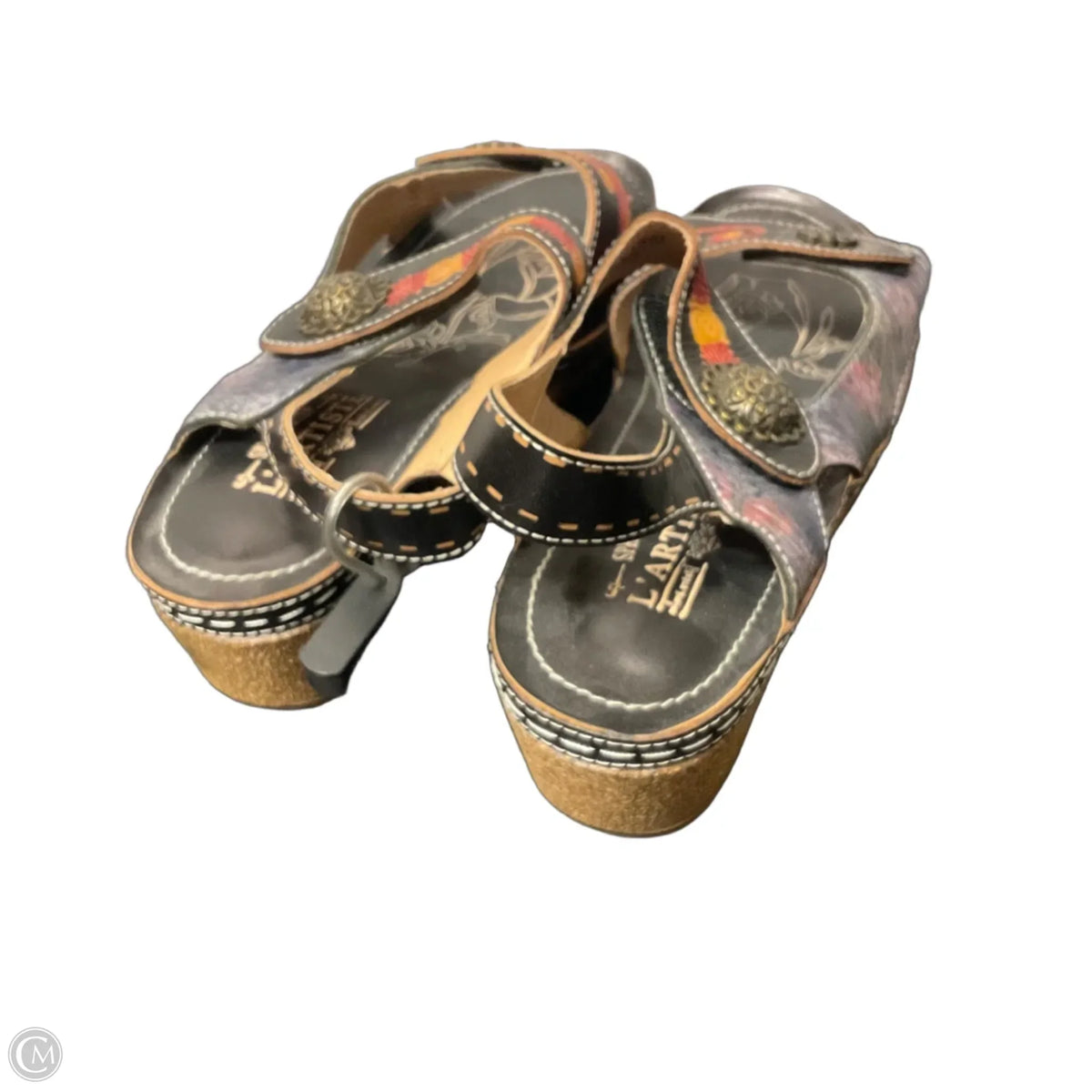 Sandals Heels Wedge By Spring Step In Black, Size: 10