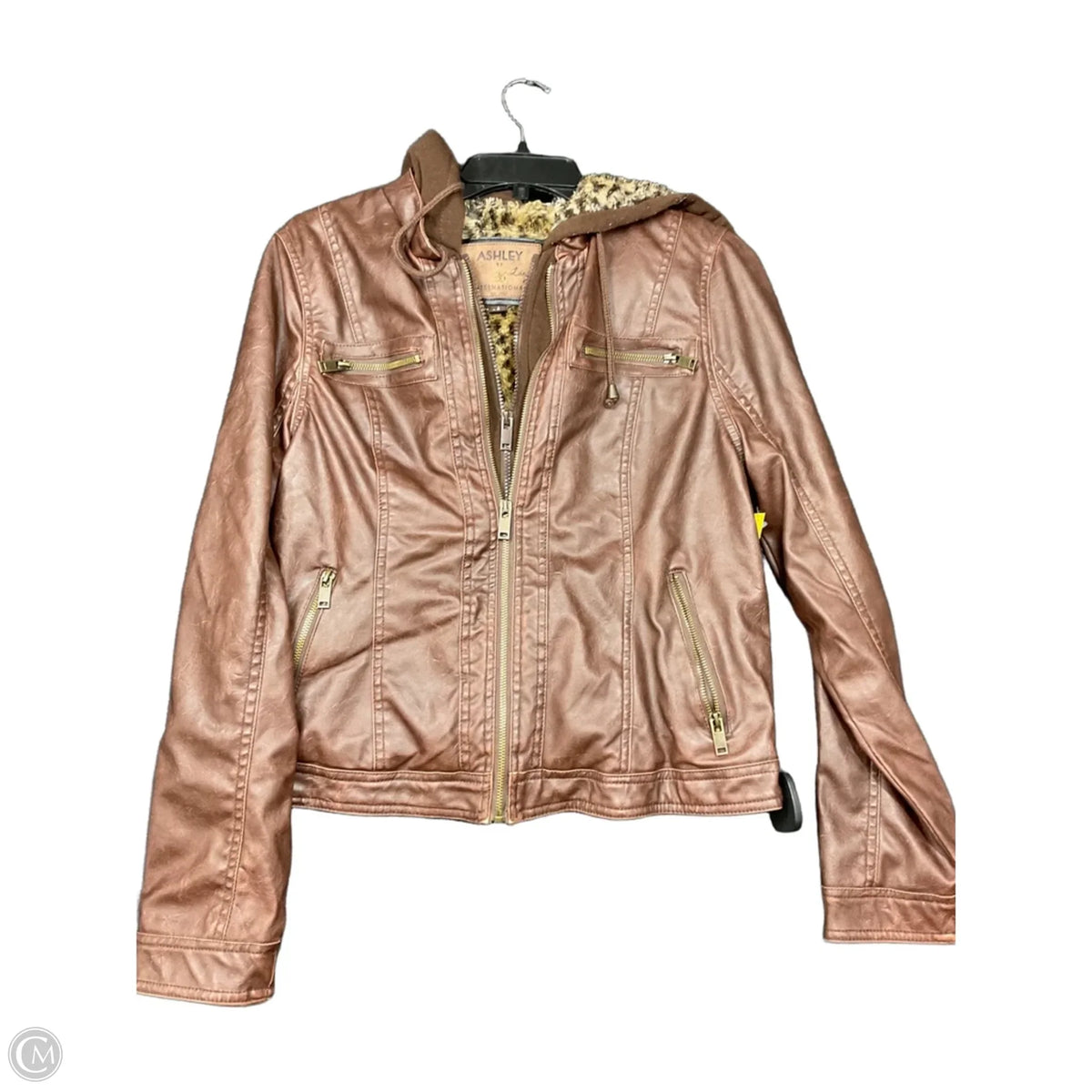 Jacket Leather By Clothes Mentor In Brown, Size: L