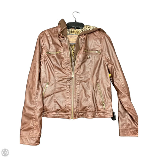 Jacket Leather By Clothes Mentor In Brown, Size: L