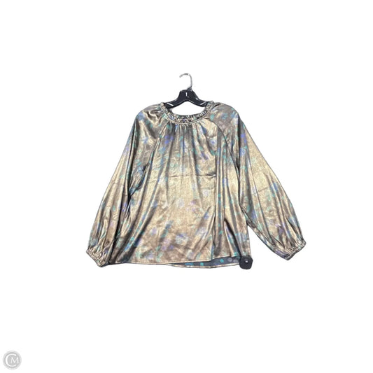 Top Long Sleeve By Ann Taylor In Gold & Green, Size: M