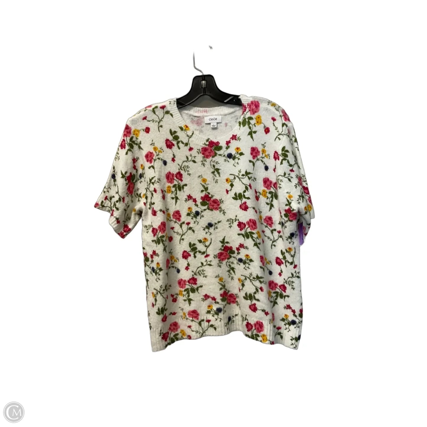 Top Short Sleeve By Cece In Floral Print, Size: L