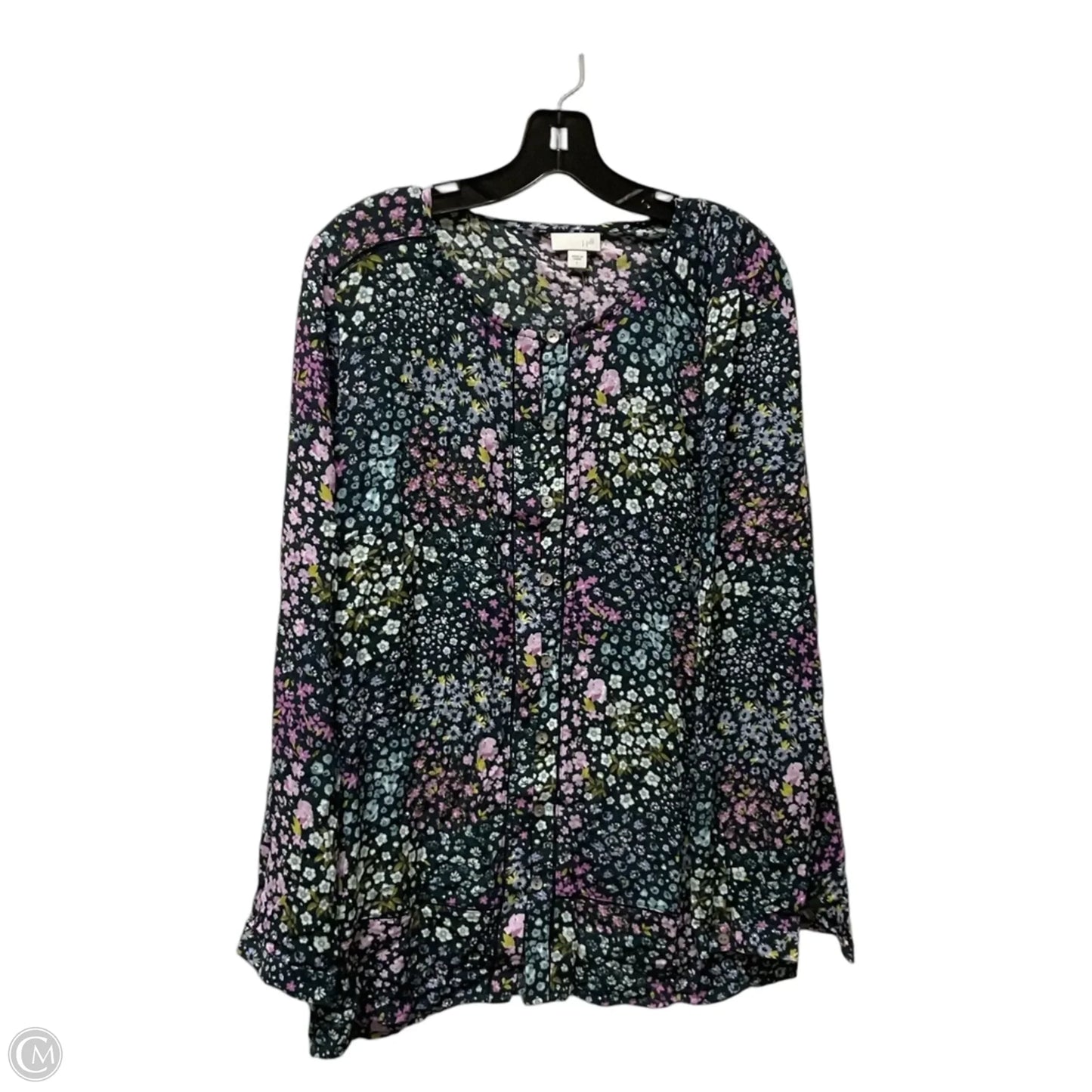 Top Long Sleeve By J. Jill In Floral Print, Size: L