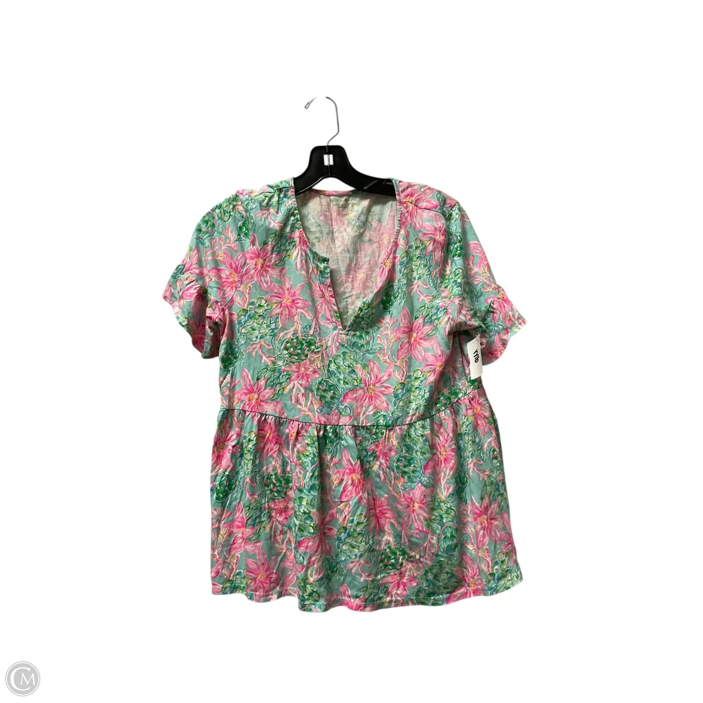 Top Short Sleeve Designer By Lilly Pulitzer In Floral Print, Size: M