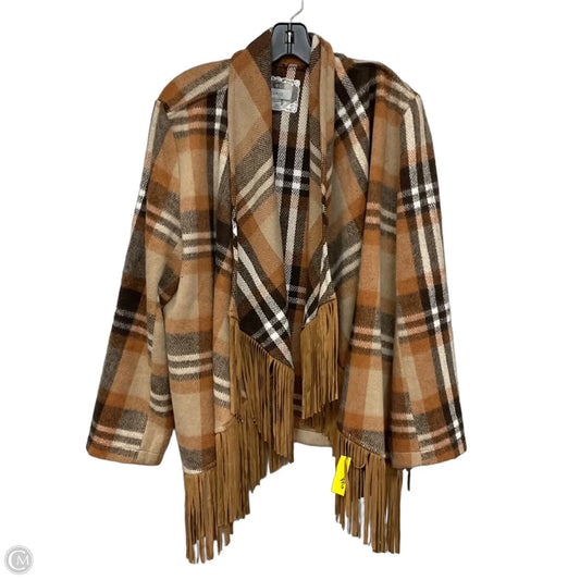 Sweater Cardigan By Cupio In Plaid Pattern, Size: L