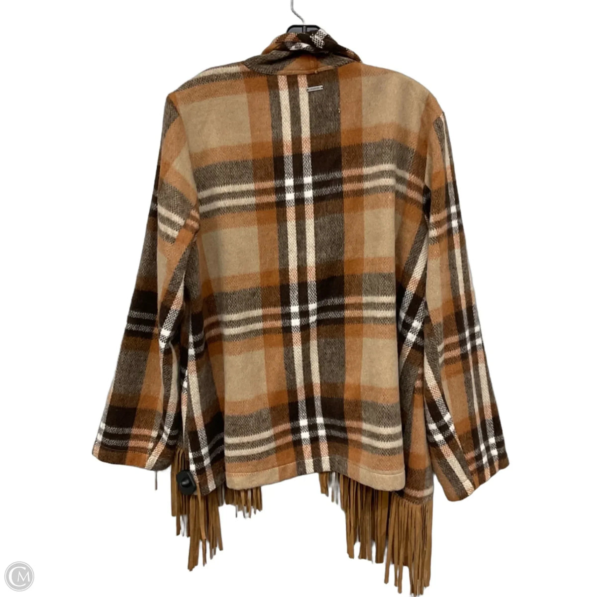 Sweater Cardigan By Cupio In Plaid Pattern, Size: L
