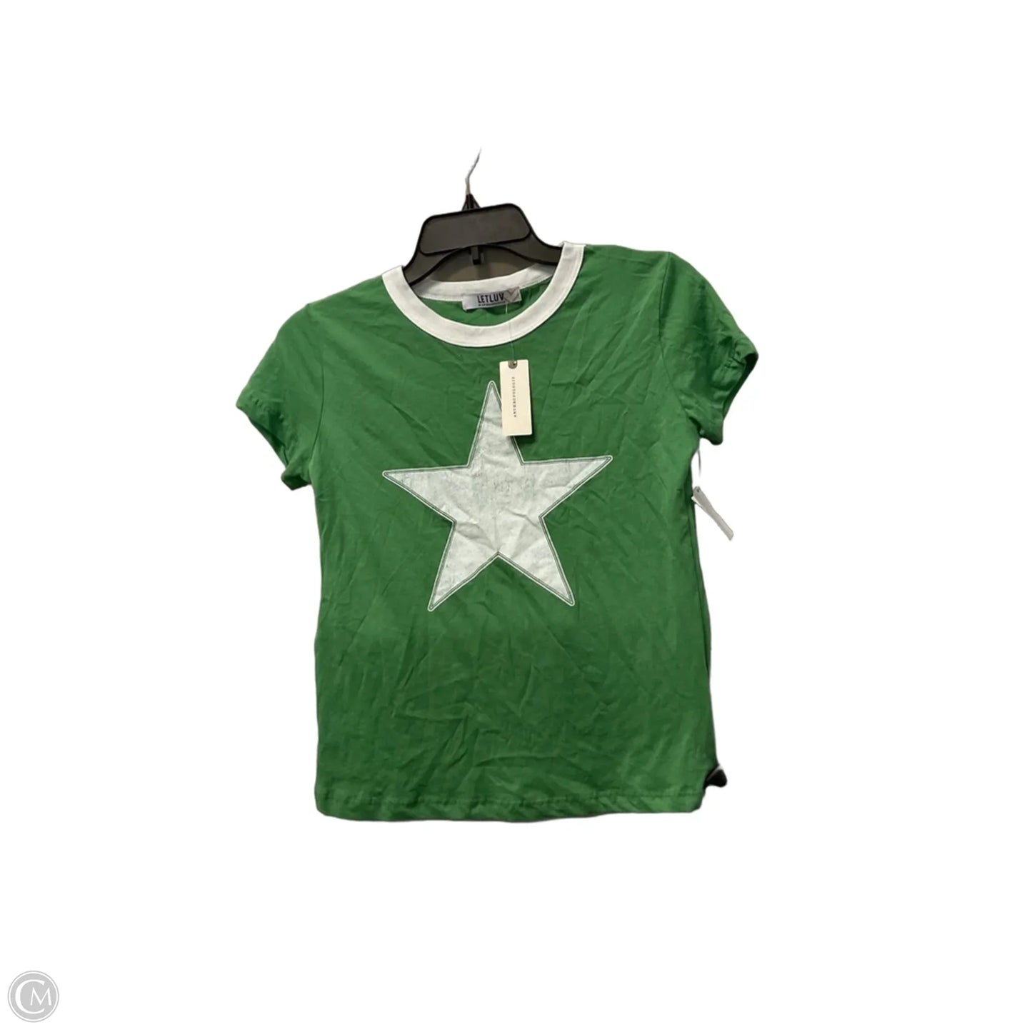 Top Short Sleeve Basic By Anthropologie In Green & White, Size: S