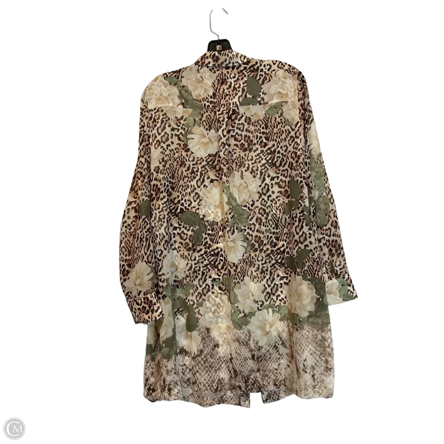 Top Long Sleeve By Chicos In Cream & Green, Size: M