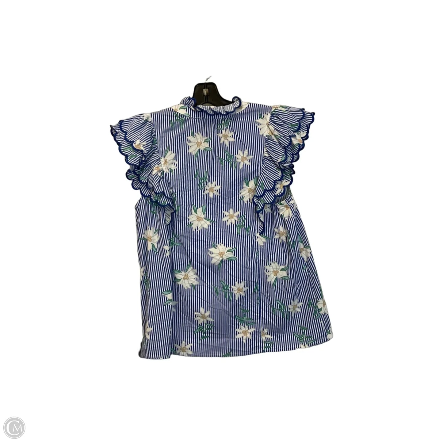 Top Short Sleeve By Entro In Blue & White, Size: M