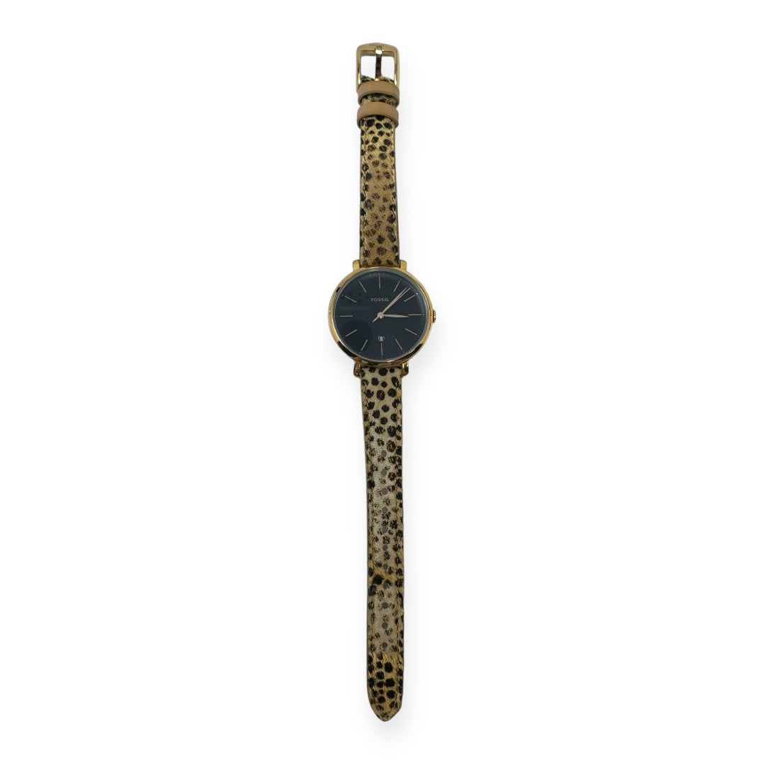 Jacqueline Three-Hand Faux-Cheetah-Hair Leather Watch By Fossil