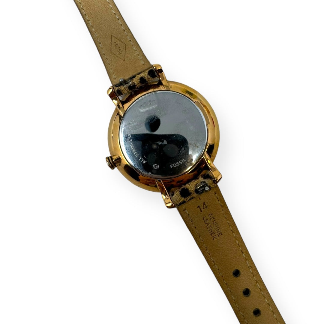 Jacqueline Three-Hand Faux-Cheetah-Hair Leather Watch By Fossil