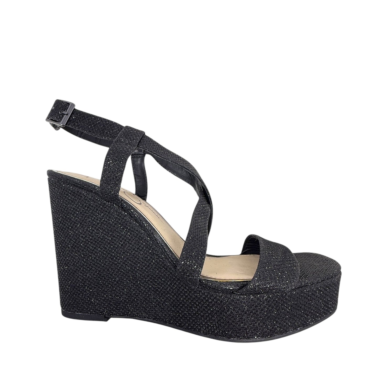 Salona Wedge Sandals By Jessica Simpson In Sparkle Mesh, Size: 8.5