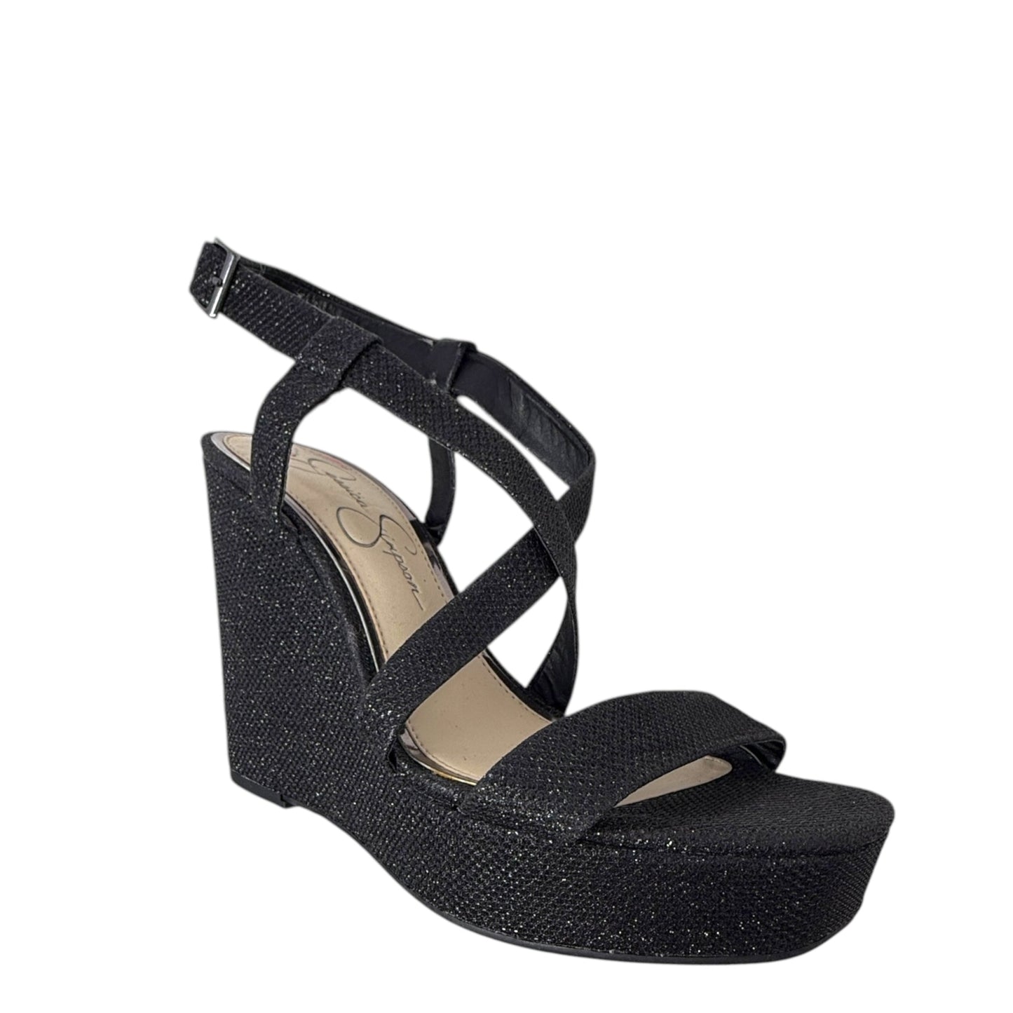 Salona Wedge Sandals By Jessica Simpson In Sparkle Mesh, Size: 8.5