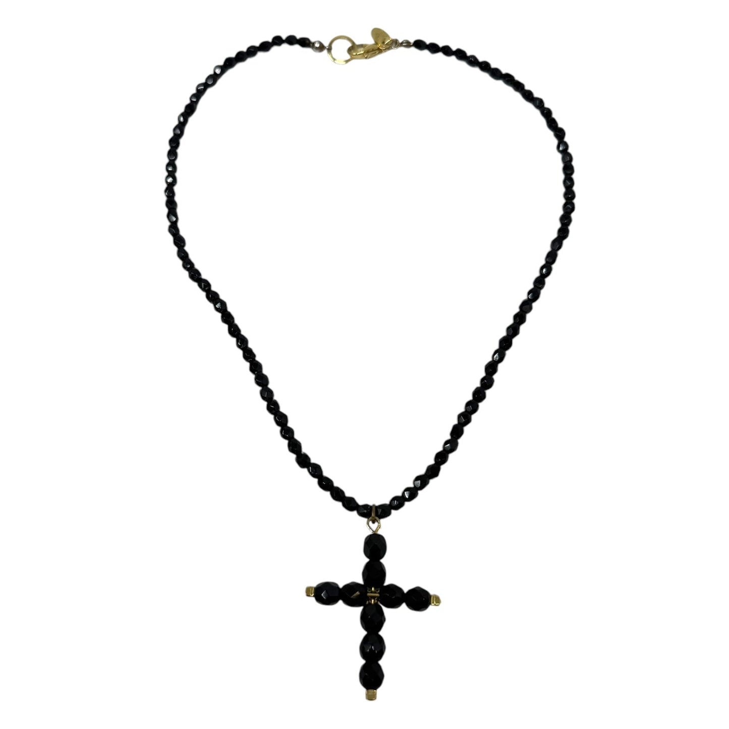 Black Beaded Cross Necklace By The Limited