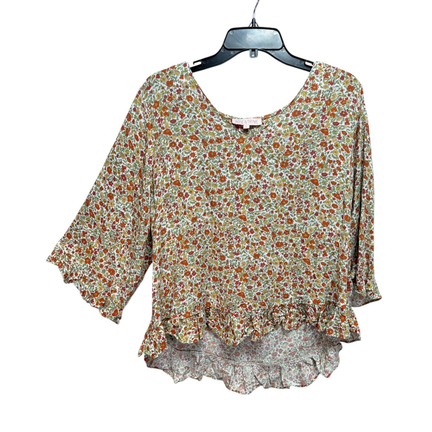 Top 3/4 Sleeve By Rose And Olive In Floral Print, Size: Xl