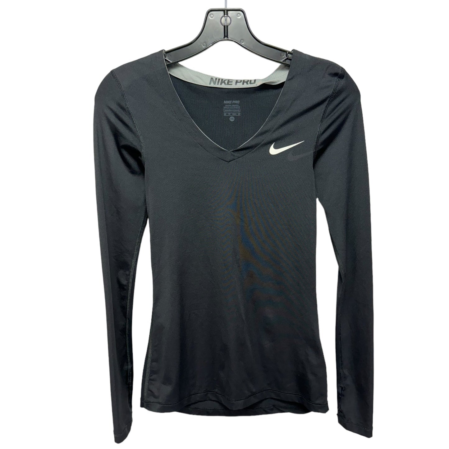 Athletic Top Long Sleeve Collar By Nike Apparel In Black, Size: Xs