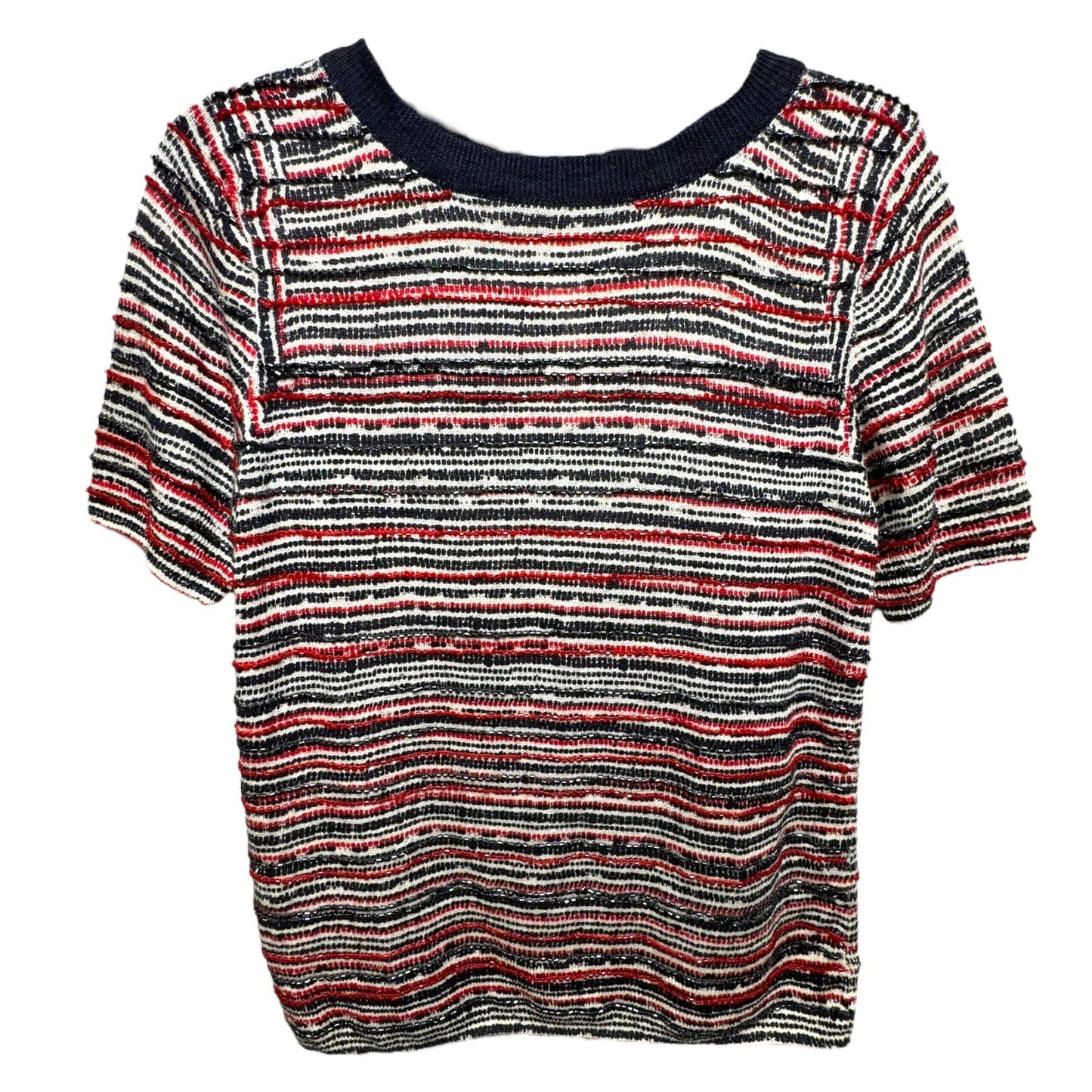 Linen Beaded Tee By J. Crew In Striped Pattern, Size: S