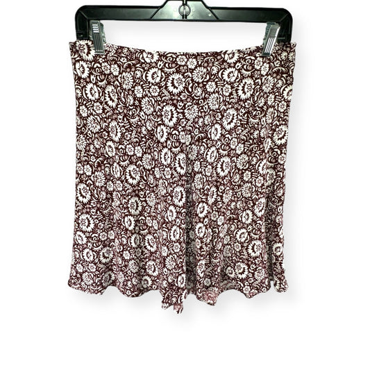 Bias Crepe Mini Skirt in Dark Burgundy Bloom Cascade Floral Boden, Size 8