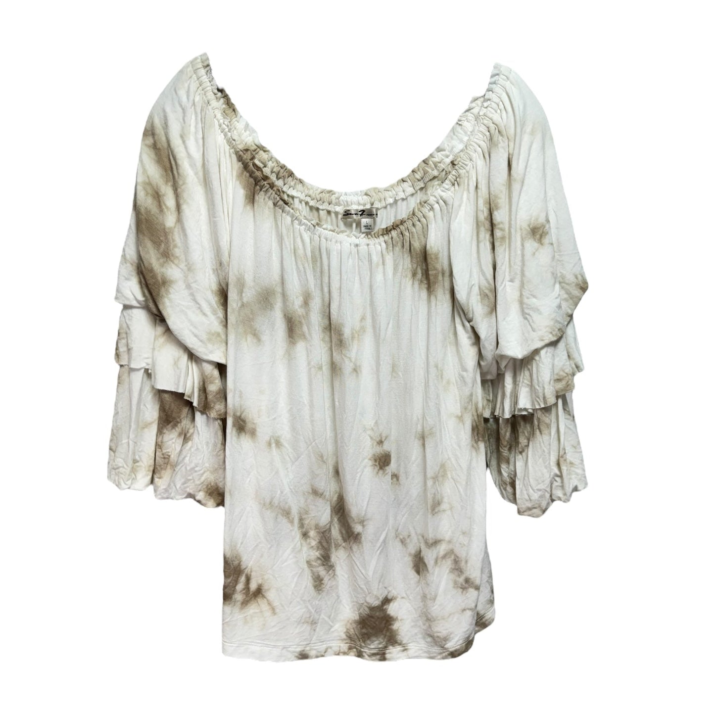 Top 3/4 Sleeve By Seven 7 In Tie Dye Print, Size: L