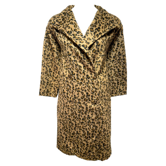 Coat Faux Fur & Sherpa By Just Fab In Leopard Print, Size: L